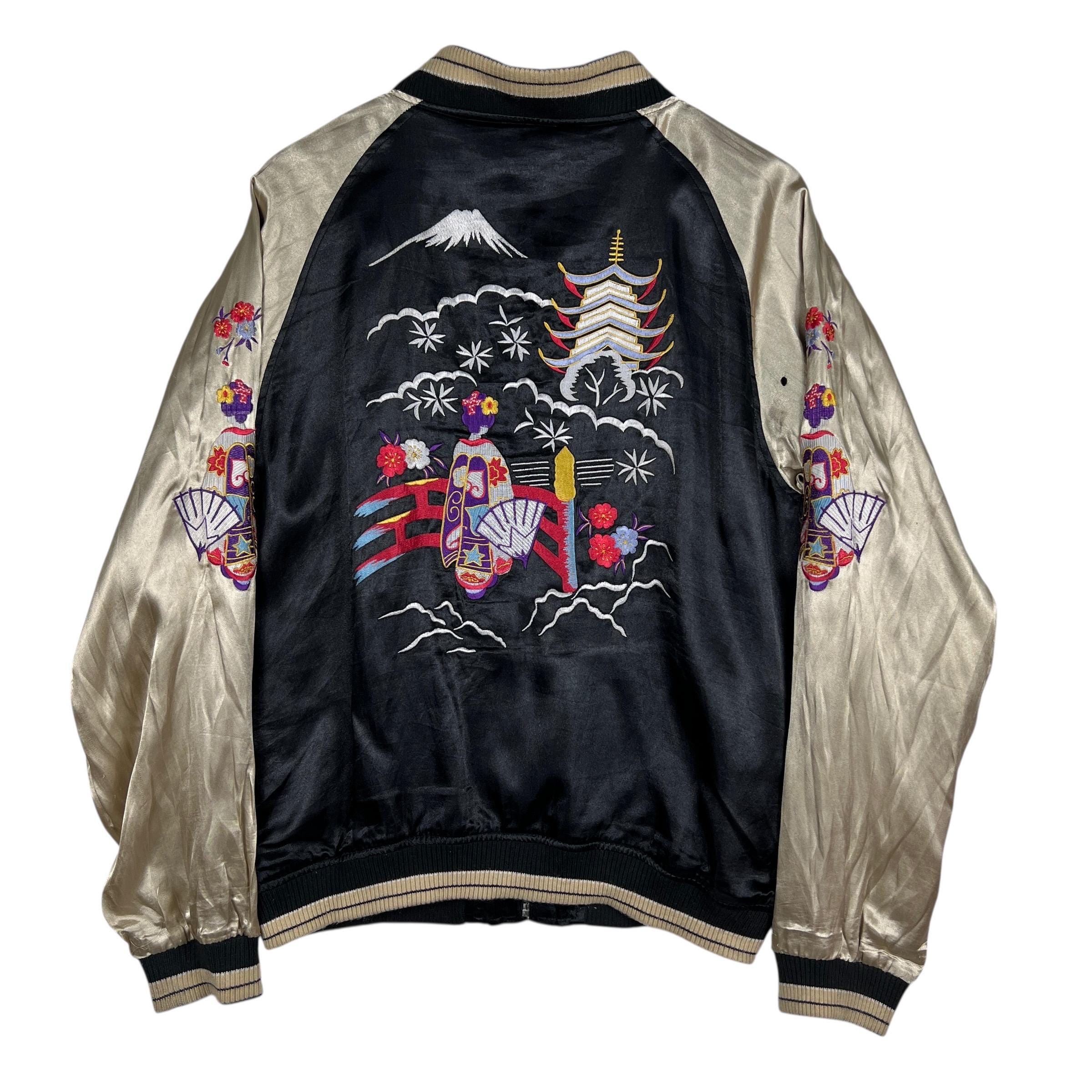 JAPANESE EMBROIDERED JACKETS 1&2,スカジャン Men Bomber double side Coat Japanese Dragon Embroidered Sukajan