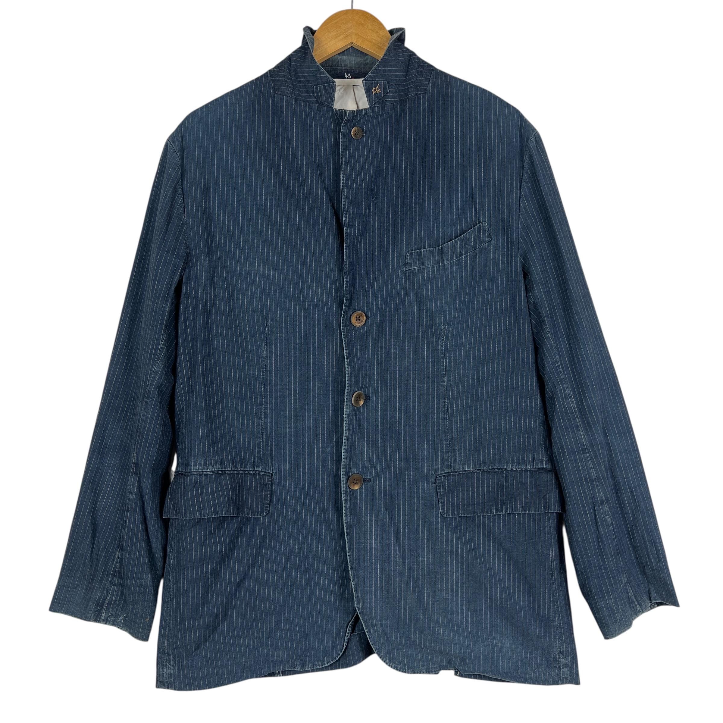 45rpm 染めインディゴストライプブレザージャケット - 日本製、サイズL