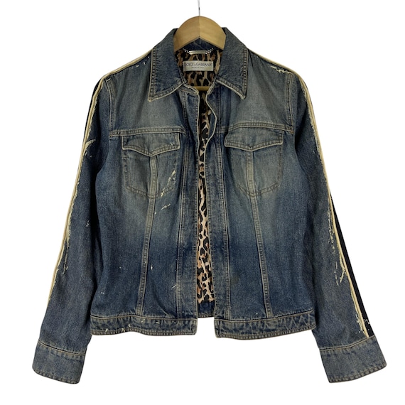 ジャケット・アウター D&G Dolce & Gabbana Denim Jacket archive Authentic Dolce & Gabbana Denim Jacket With a Leopard Print Lining