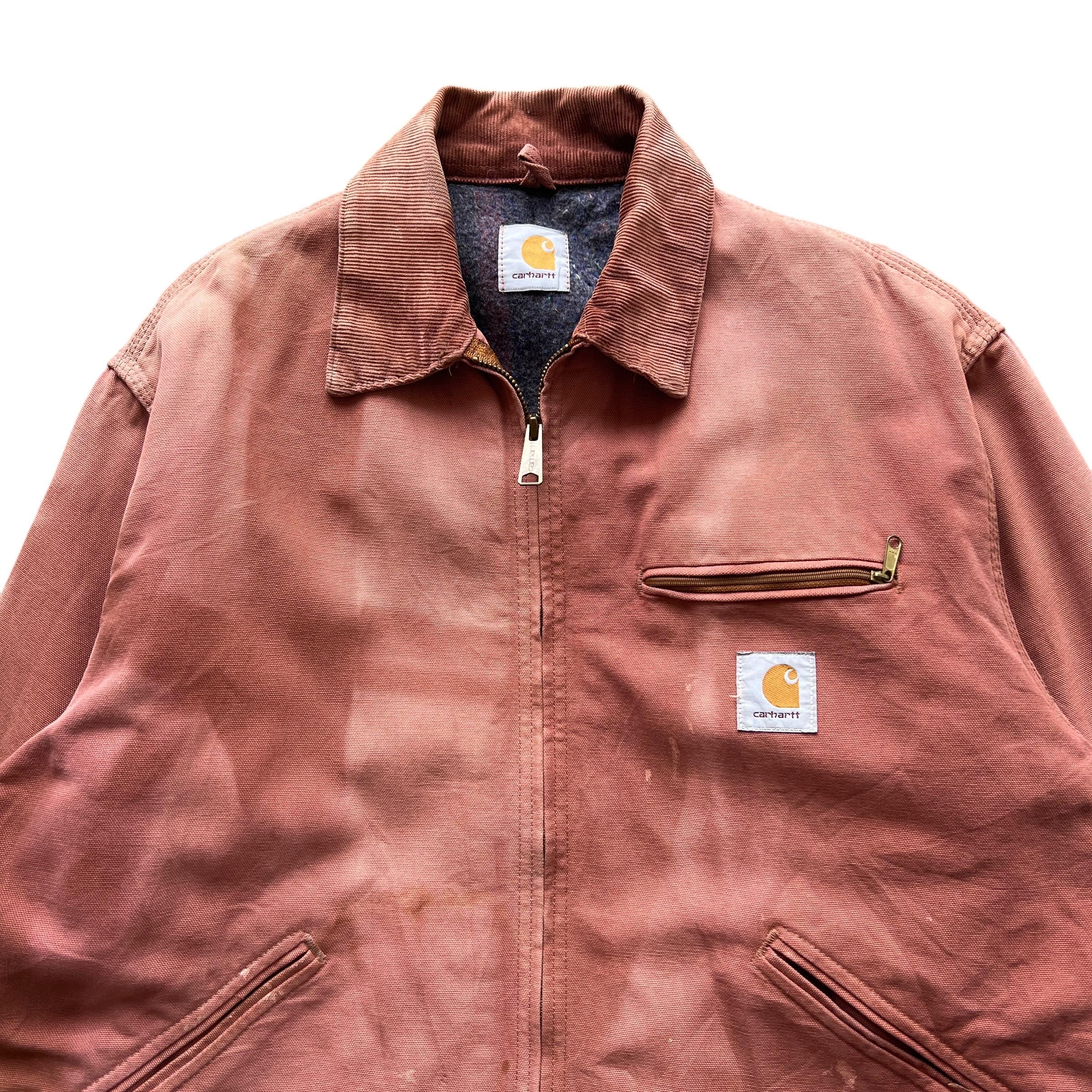 Vintage 80s Carhartt Detroit Jacket: Sun Faded Dyed Denim, Made in