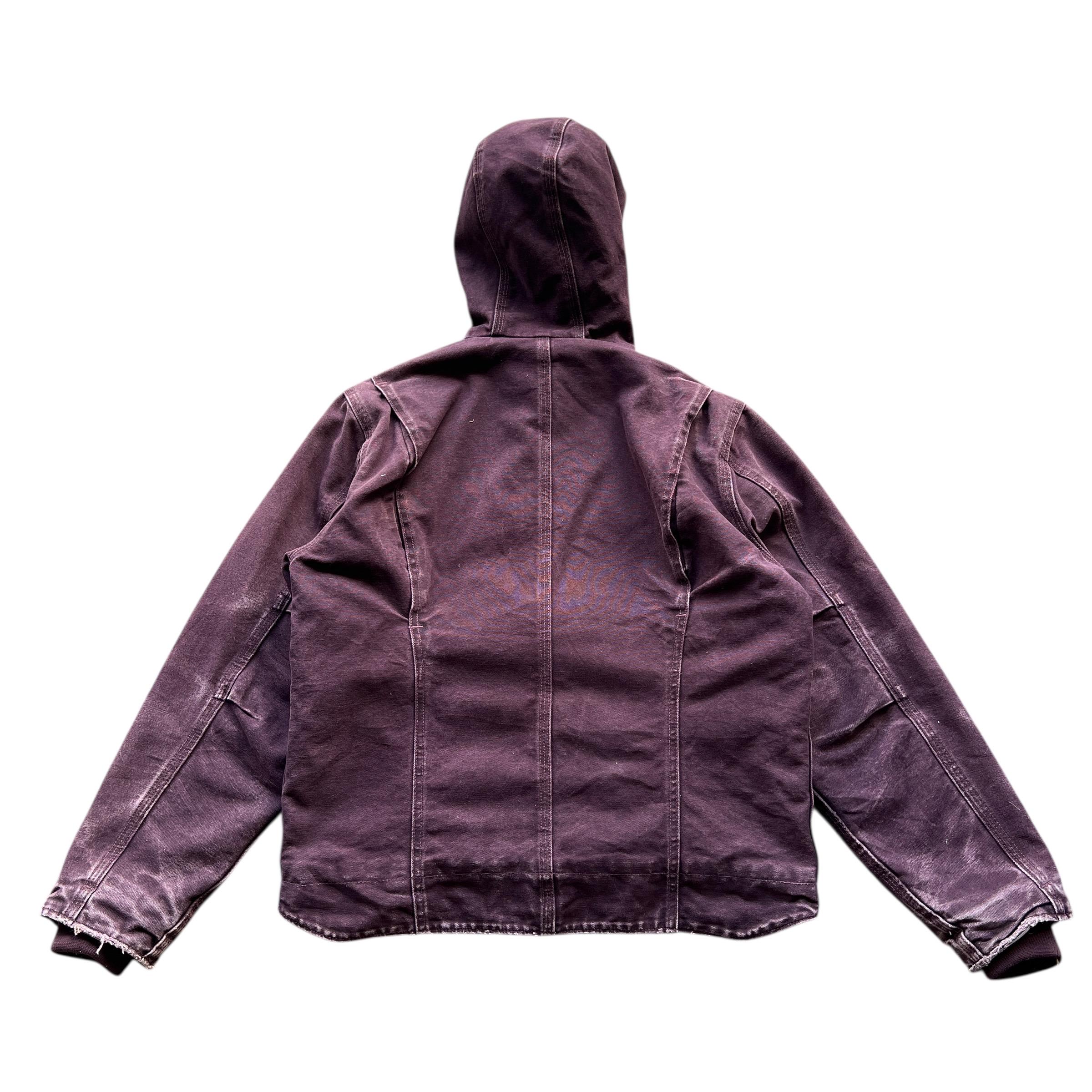 90s Carhartt カーハート シエラジャケット 裏ボア パープル M Vintage Carhartt Sherpa Lined Sandstone Sierra Crop Jacket in a