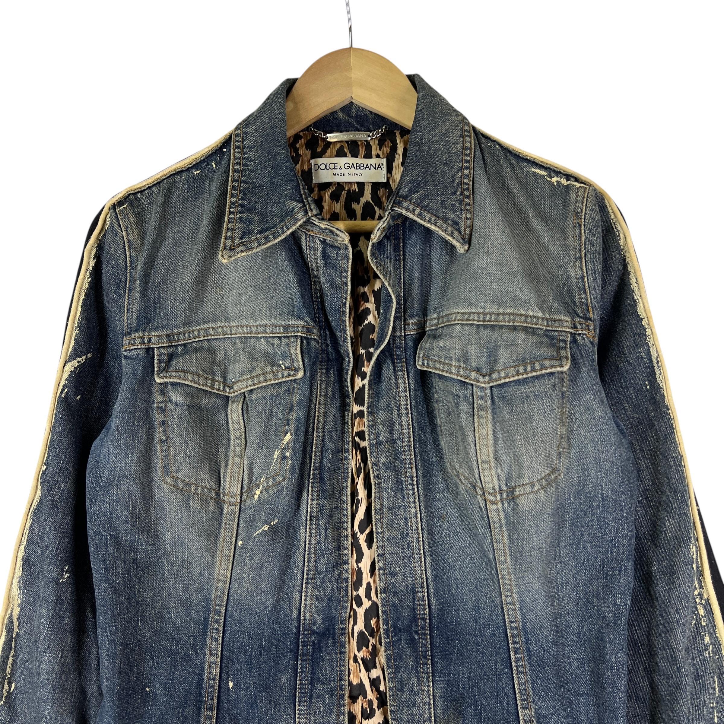 Authentic Dolce & Gabbana Denim Jacket With a Leopard Print Lining