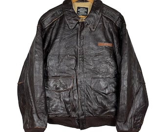 Chaqueta de cuero Avirex Tipo A-2 vintage poco común - Talla M
