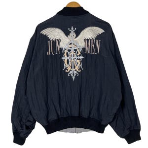 Rare Vintage Top Japanese Fashion JUN MEN Embroidery Logo Top Japanese Designer Brand Reversible Bomber Jacket Street Style Jacket Size M