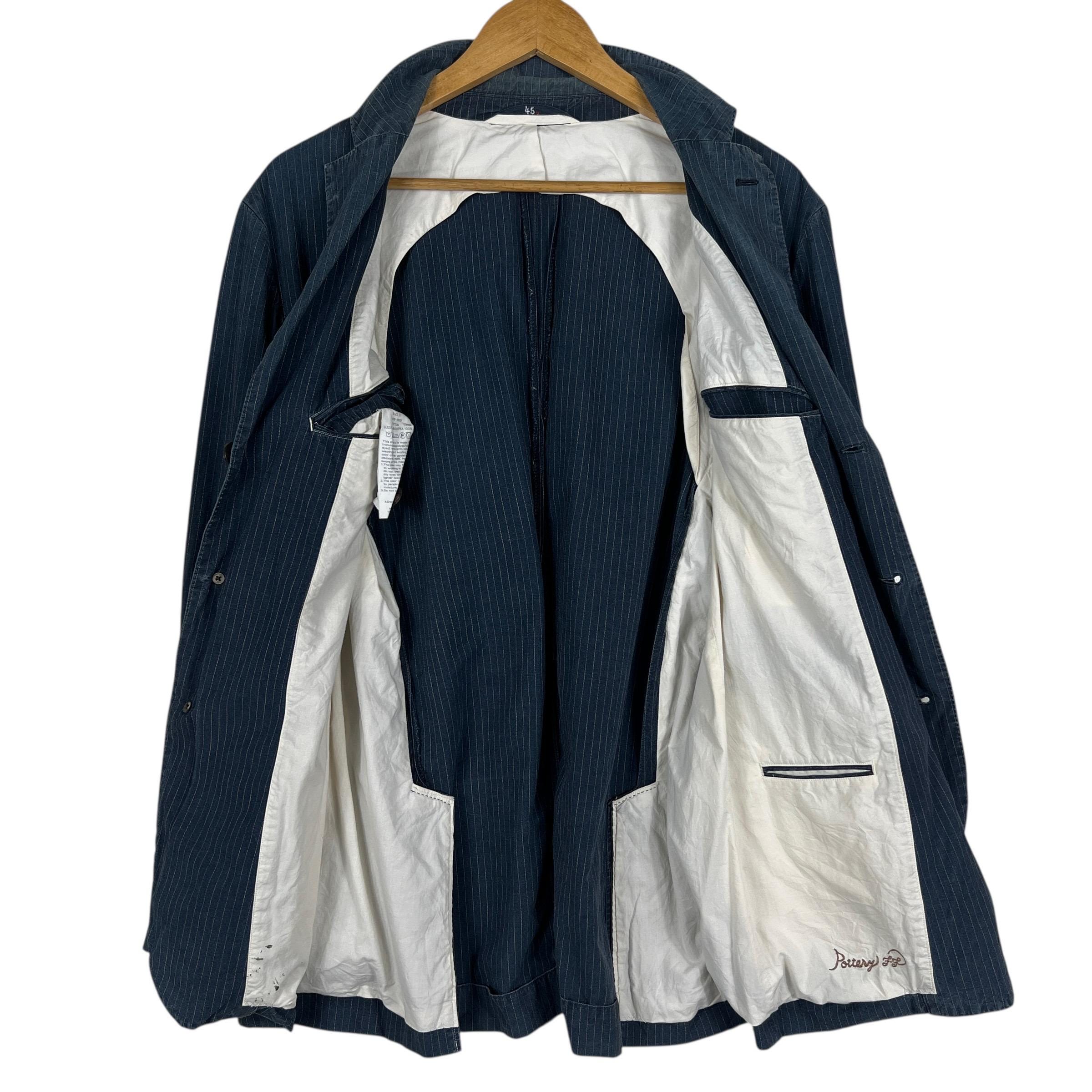 45rpm 染めインディゴストライプブレザージャケット - 日本製、サイズL