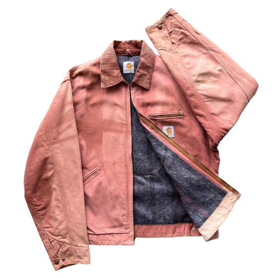 Vintage 80s Carhartt Detroit Jacket: Sun Faded Dyed Denim, Made in