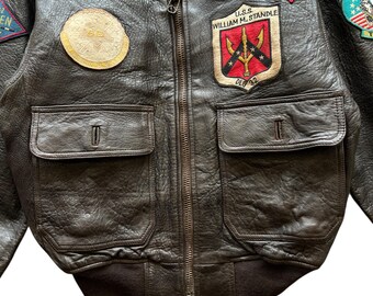 Vintage 1987 Avirex US Air Force Patches Leather Jacket - Size