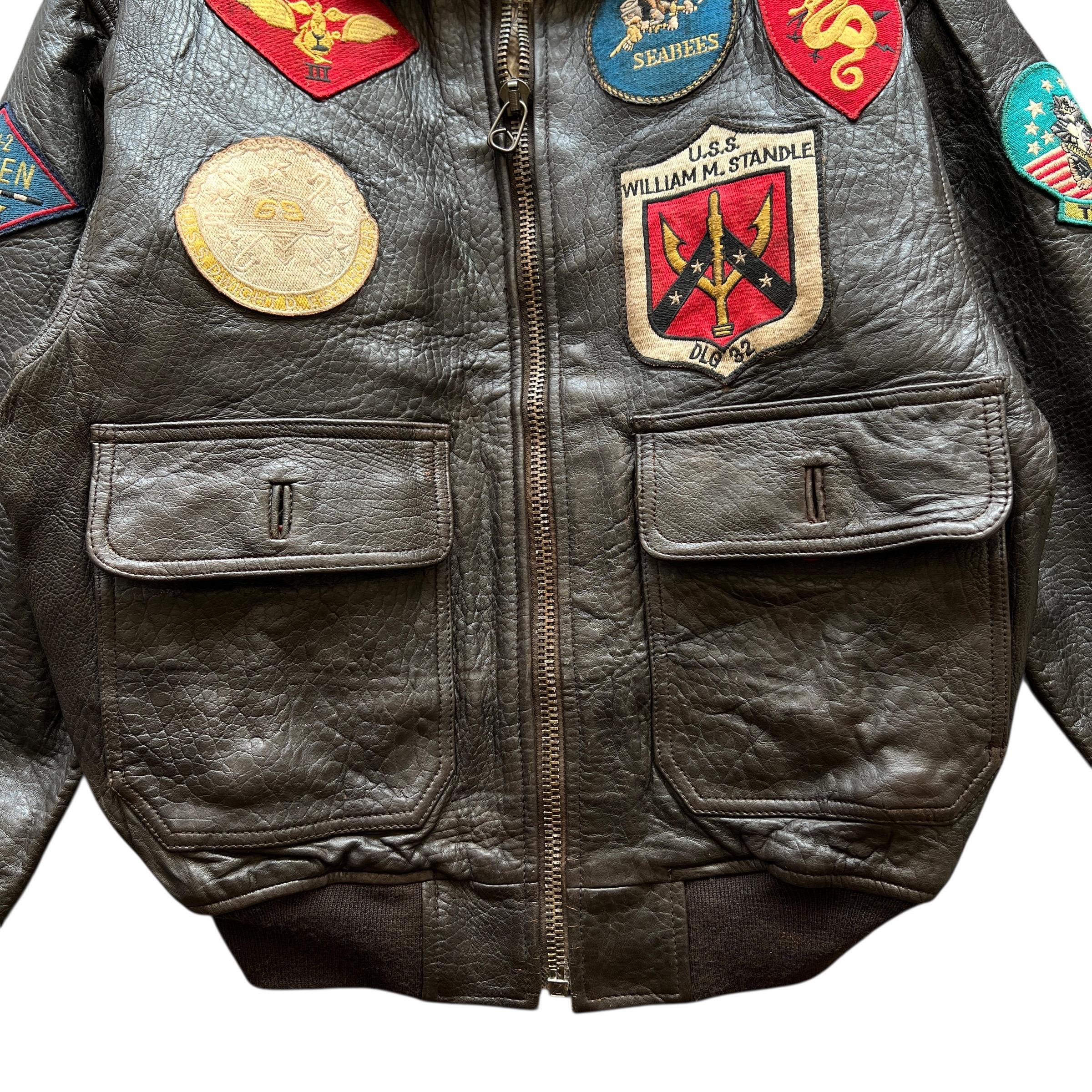 Vintage 1987 Avirex US Air Force Patches Leather Jacket - Size