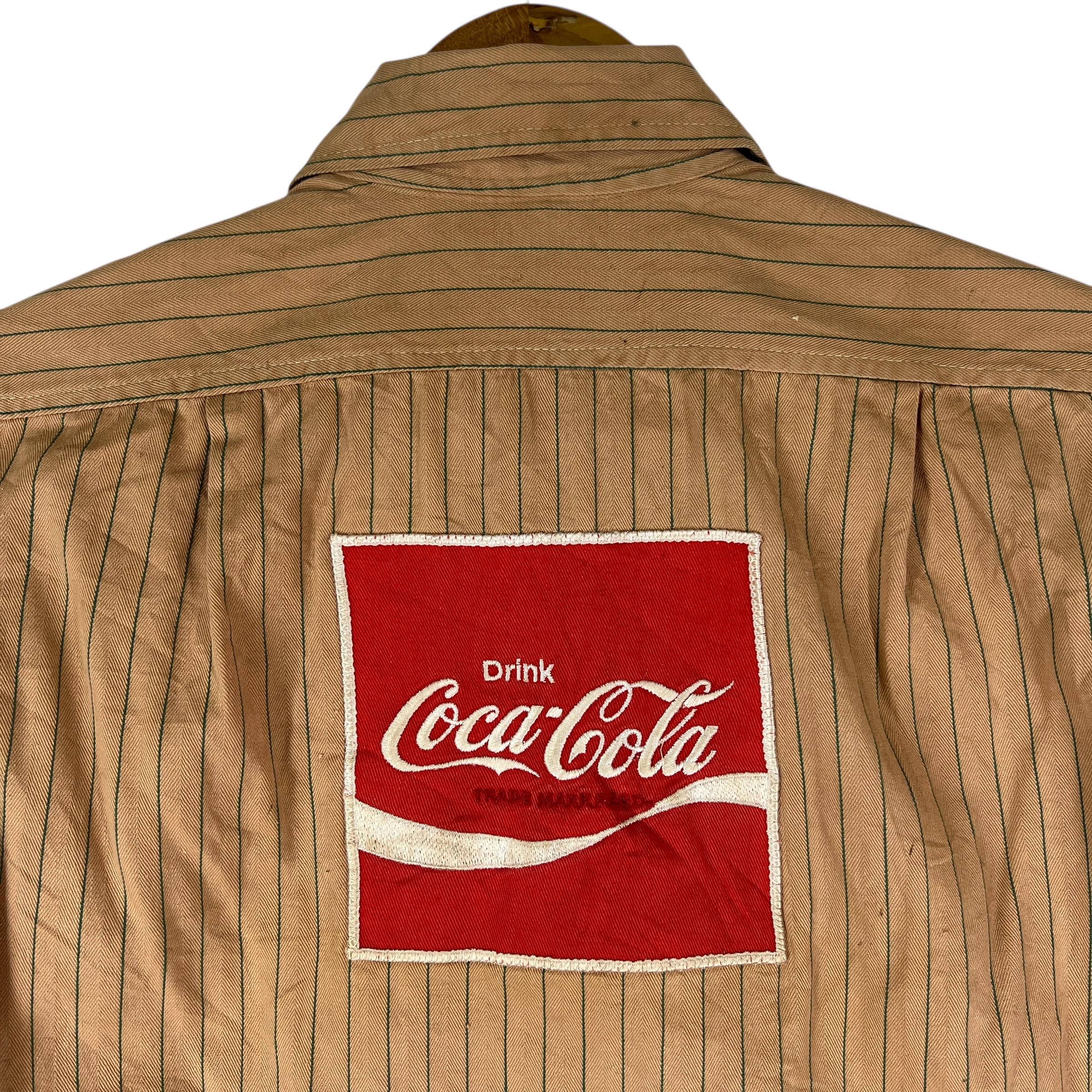 60s 70s Vintage Coca Cola Taiwa Pin Stripe Hbt Work Shirt - Size 