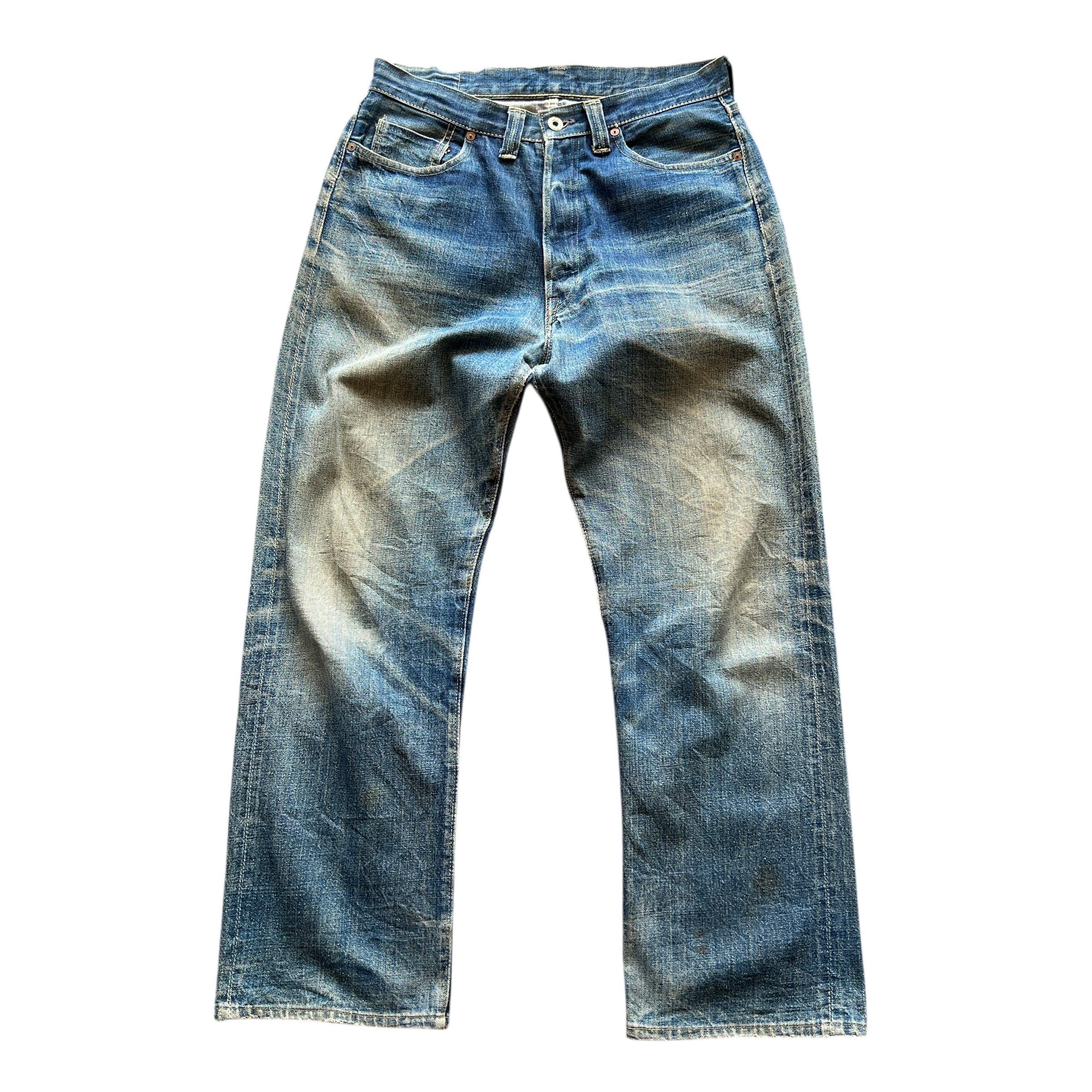 Vintage Denime Authentic Slevedge Donut Button Fly Leather Patch Made In Japan - Size 30-31