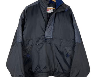 Vintage 90s Nike Big Logo Embroidery Anorak Insulated Jacket size XL