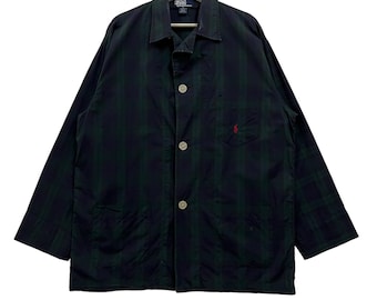 Vintage Polo Ralph Lauren Check Tartan Chore Jacket Made In Indonesia - Size Medium