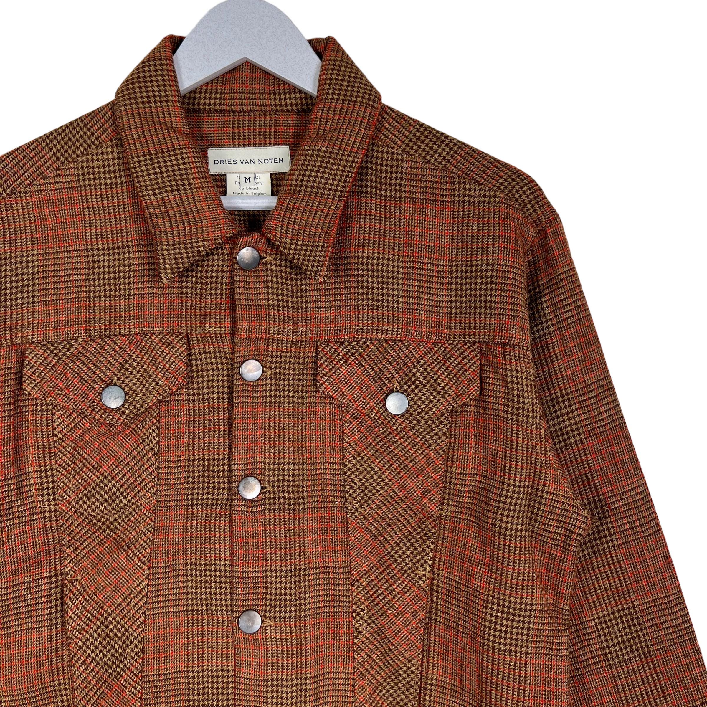 〜00's Made In Belgium DRIES VAN KNOTTEN Vintage Dries Van Noten Check Wool Trucker Jacket Made in