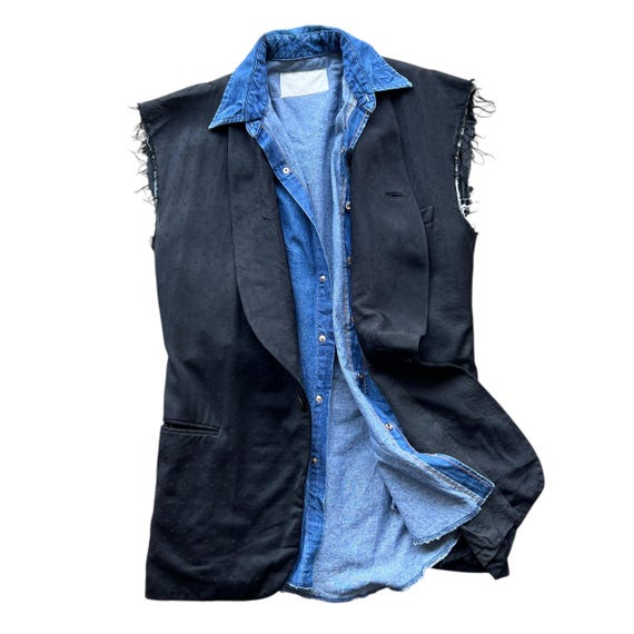 Gilet Remake Rework Lazer Wrangler Shirt Vest Made in Japan