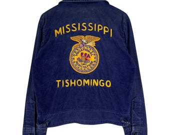 Vintage FFA Zipper Corduroy Jacket Size 38 Blue Colour - Etsy