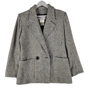 Vintage 80s Yves Saint Laurent Variation Double Breasted Tweed Jacket women made in France Size 36 YSL JACKET Ysl Coat for women