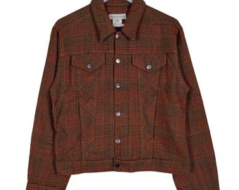 Kurtka Vintage Dries Van Noten Check Wool Trucker Jacket Made In Belgium Rozmiar M