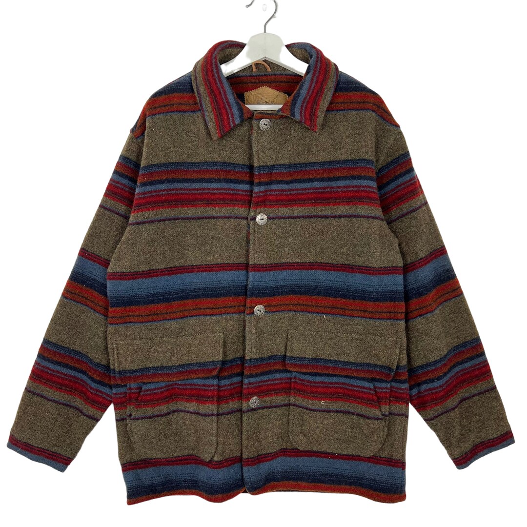 ジャケット・アウター 70s woolrich wool work jacket VTG 70s Woolrich Blue Gray Wool Plaid Lined Nylon Zip Snap