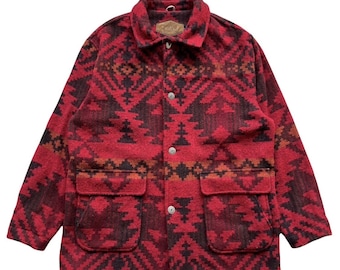 Vintage 1990s Woolrich Aztec Pattern Wool Shell Jacket / Vintage