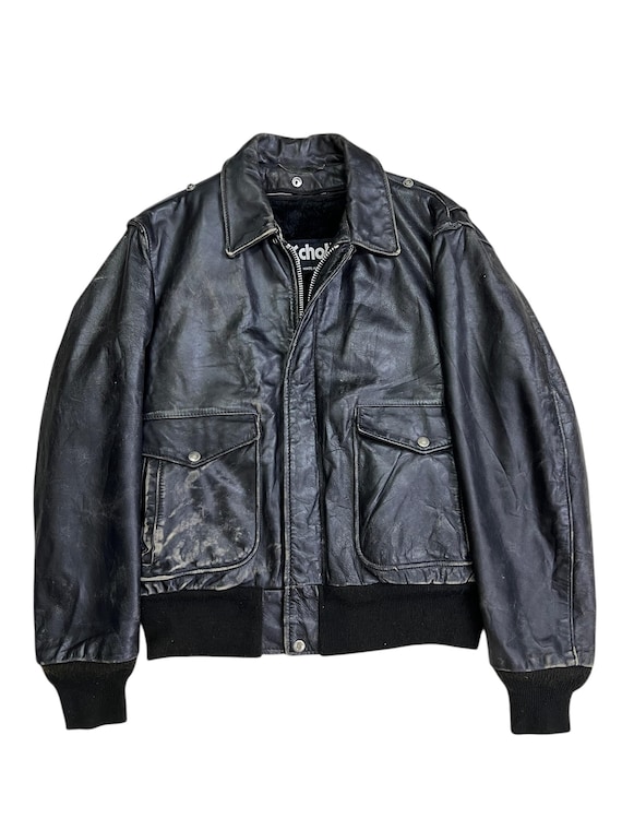 Vintage Schott NYC G-1 Leather Flight Jacket With Shearling Liner