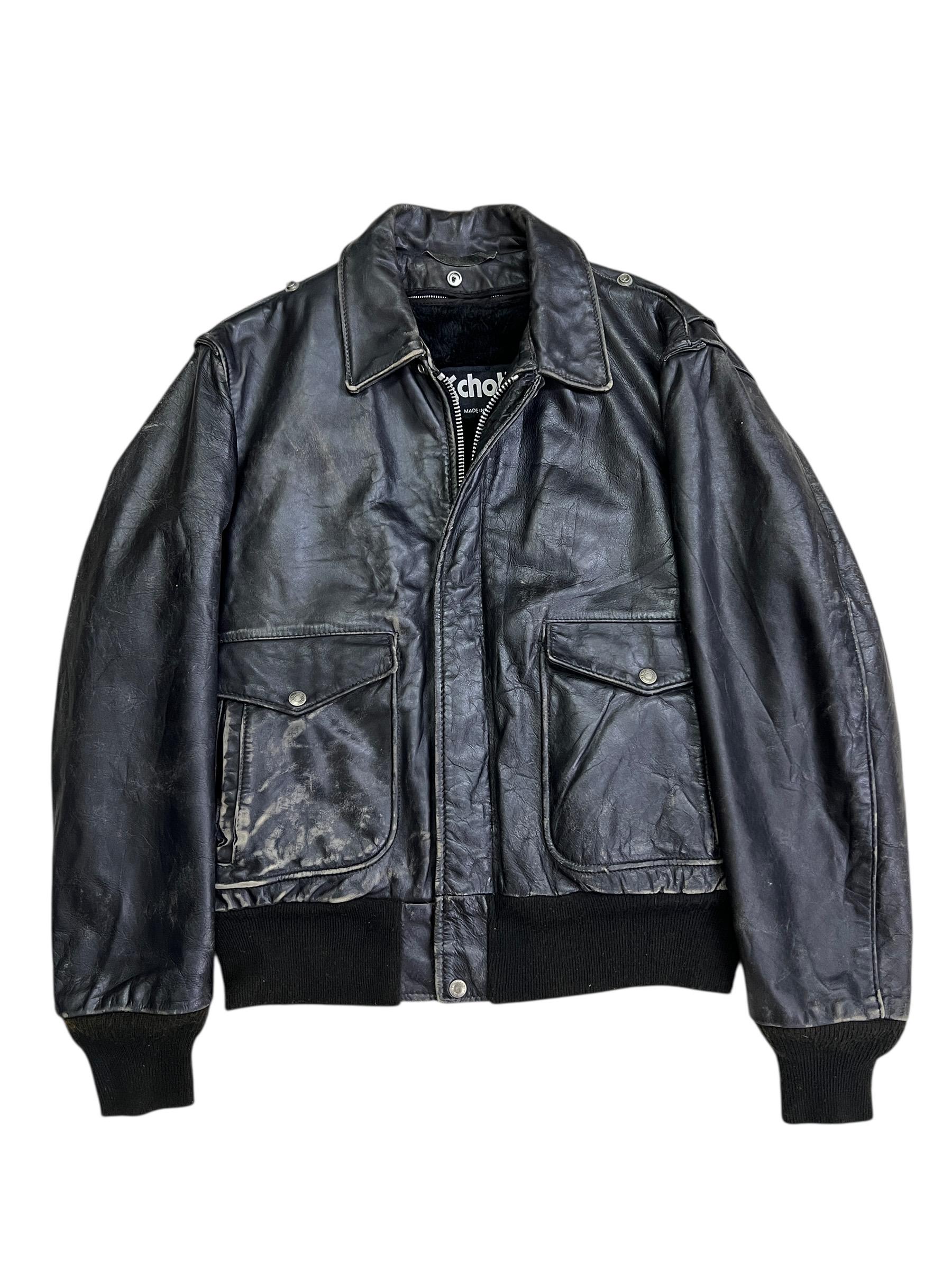 schott 50s リボンタグ a-2 type vintage size36 Vintage Schott NYC G-1 Leather Flight Jacket With Shearling Liner