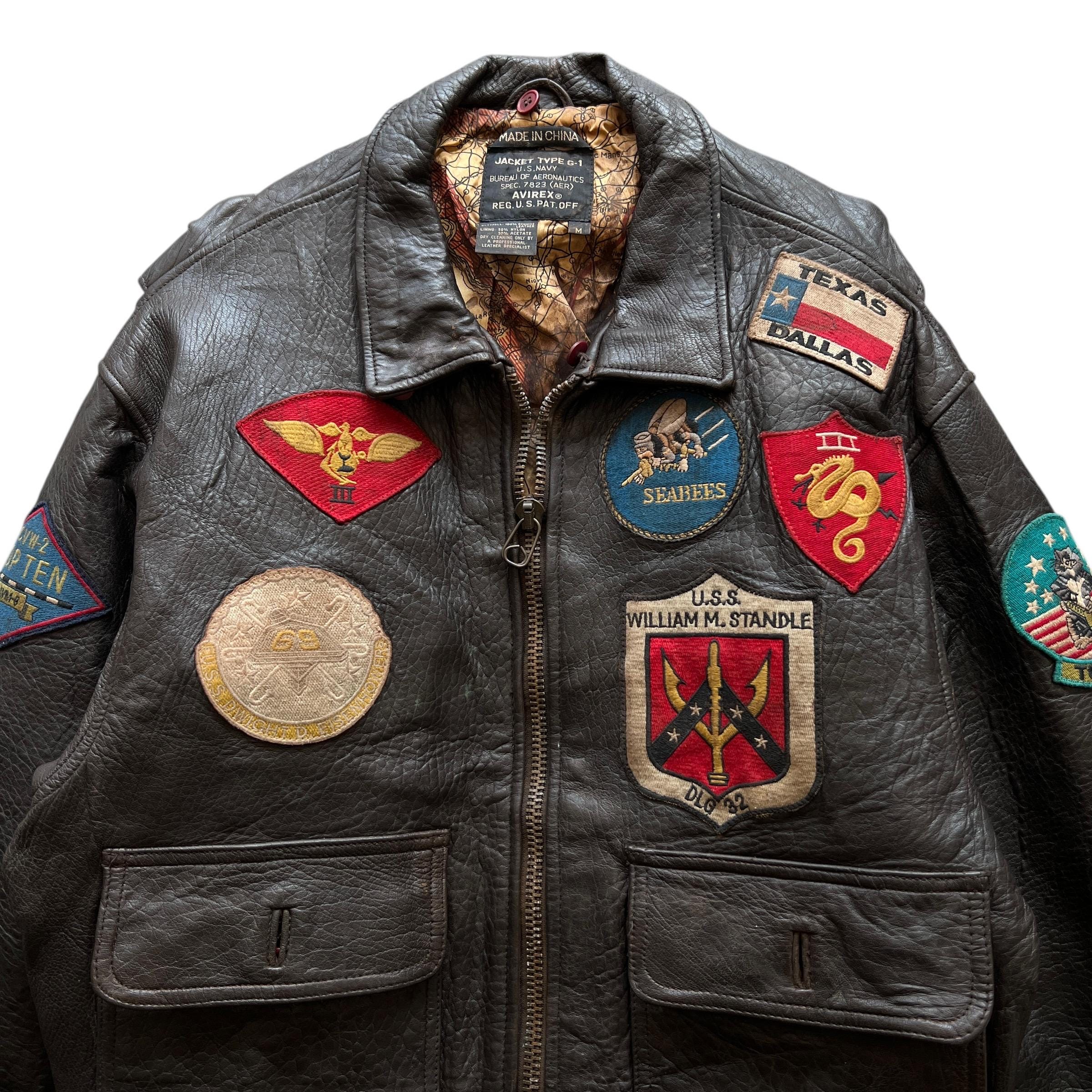 Vintage 1987 Avirex US Air Force Patches Leather Jacket - Size