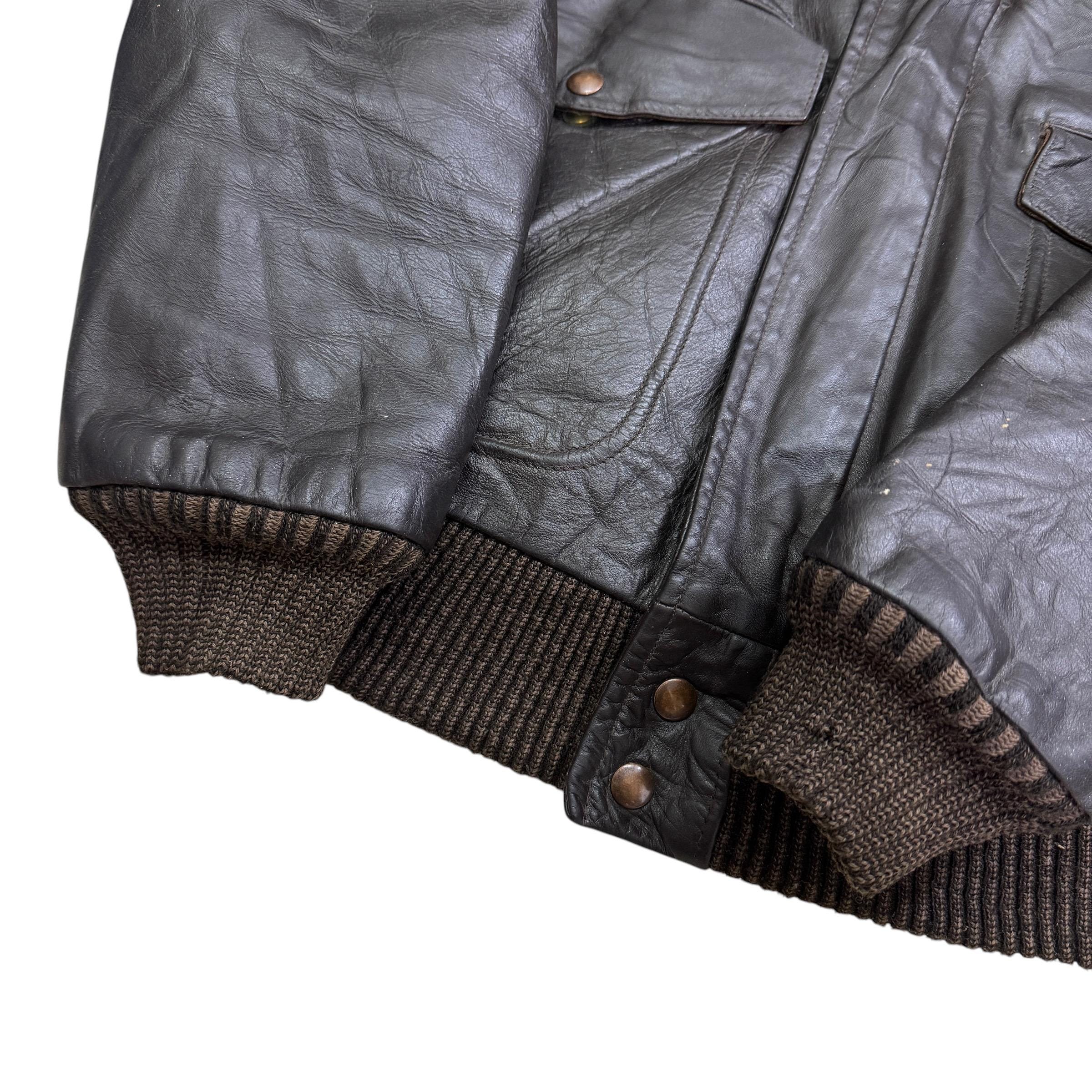 Vintage William Barry G 1 Aviator Style Leather Jacket Made in Usa