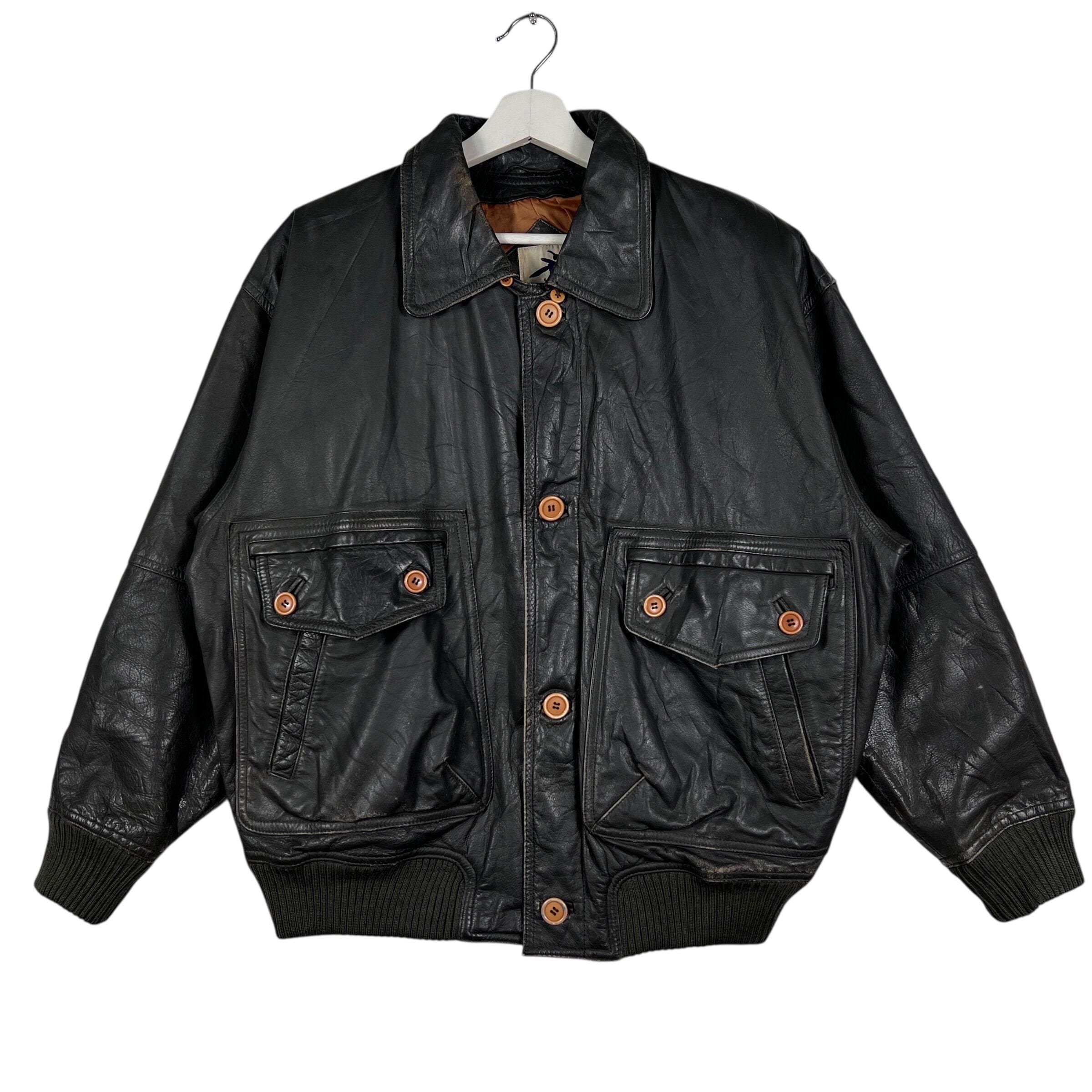 80s Vintage Issey Miyake Leather Bomber Jacket – Sporting Gear
