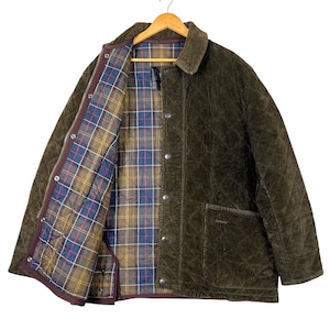 Vintage Barbour D86 Fine Cord Quilted Jacket Made In England / Size XL