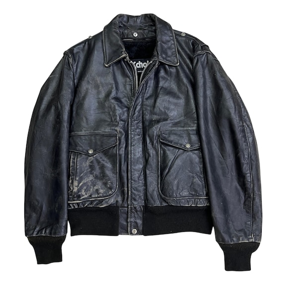 Vintage Schott NYC G-1 Leather Flight Jacket With Shearling Liner