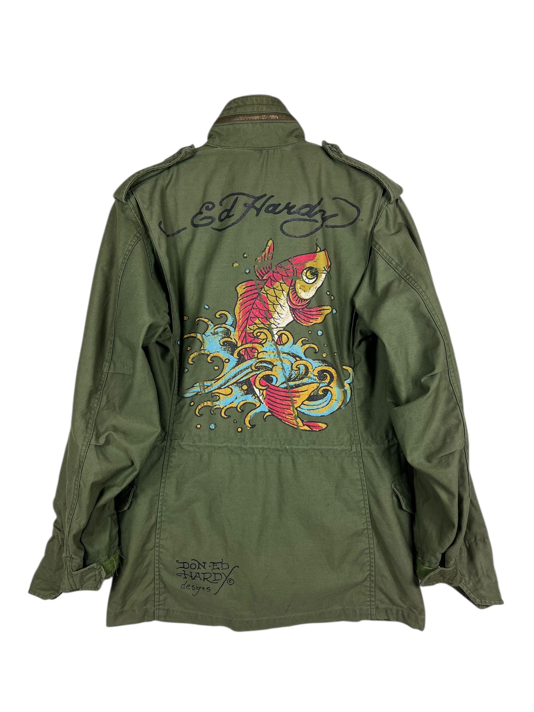 Vintage Ed Hardy M-65 Field Jacket: Koi Fish Graphic, Alpha