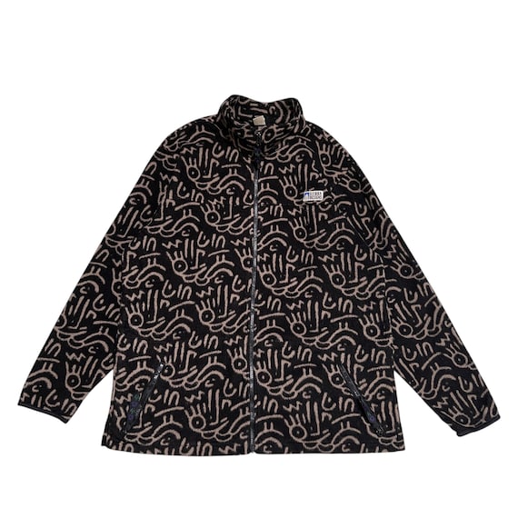 Sierra Designs, 1990s Vintage Sierra Designs Abstract Eye Graphics Print Fleece Made in USA - Size L