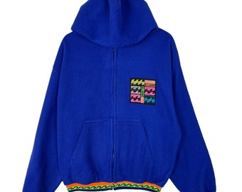 Vintage 90s Billabong Fleece Hoodie zip Up - Size Medium