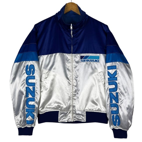 Vintage Suzuki Racing Team Reversible Bomber Jacket Made in Vintage Suzuki Racing Team Reversible Bomber Jacket Made in