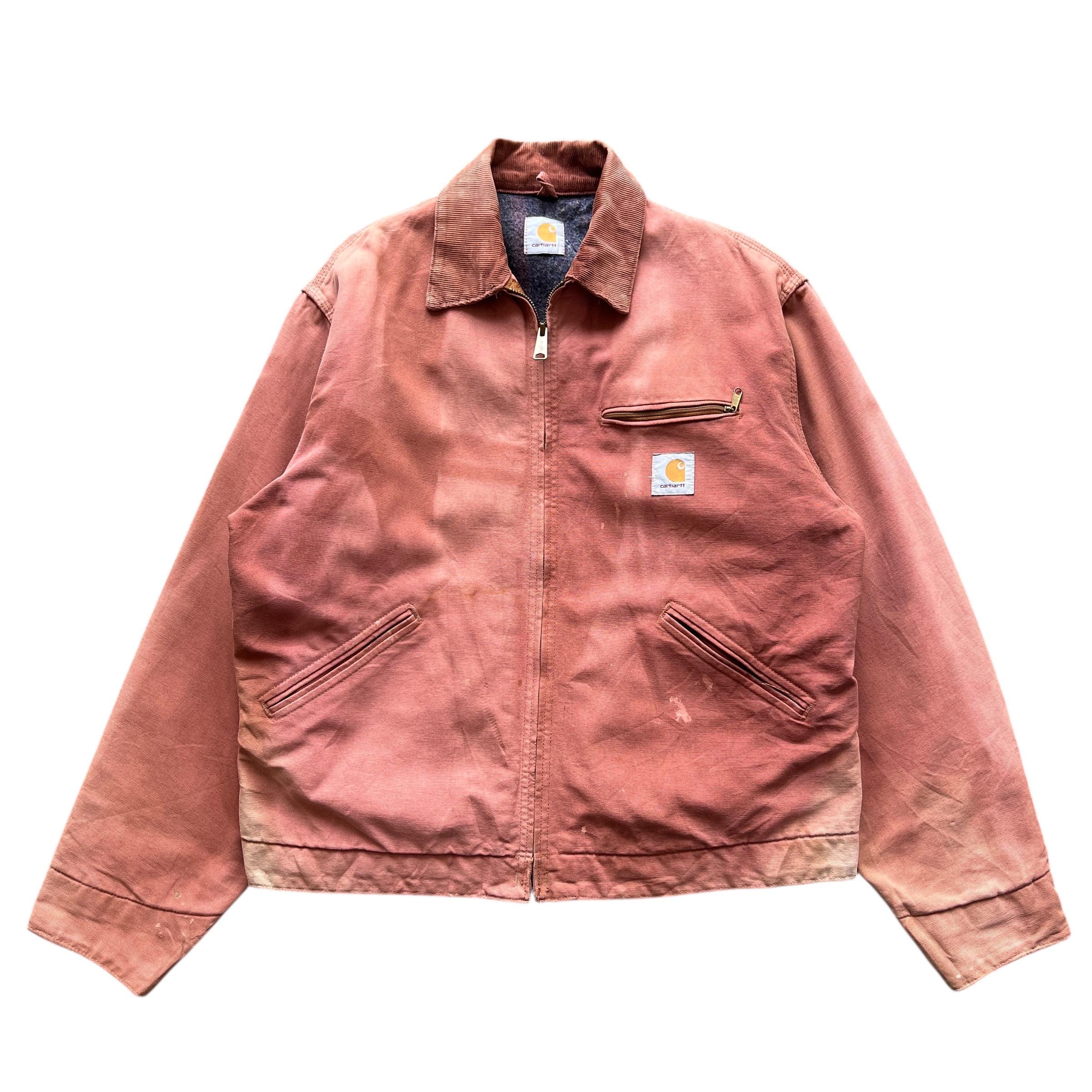 Vintage 80s Carhartt Detroit Jacket: Sun Faded Dyed Denim, Made in