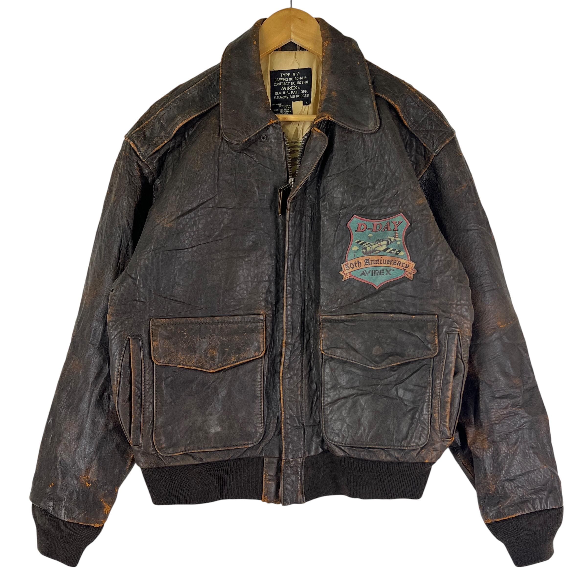 USA製 A-2 flight jacket AVIREX 襟レザー Vintage Avirex A-2 Leather Flight Jacket Mens Small Bomber