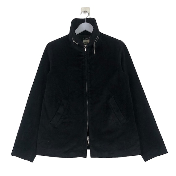 Vintage Agnes B Lambwool Angora Riri Zipper Jacket Made in France 