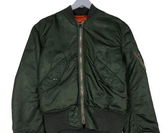 70s 80s Vintage Alpha MA-1 Reversible Bomber Jacket Made in Usa