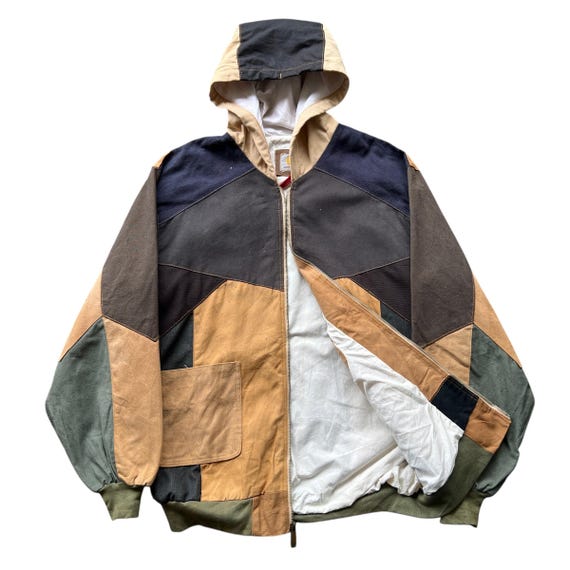 Vintage Carhartt Reworked Patchwork Hoodie - Sunfaded Duck Canvas