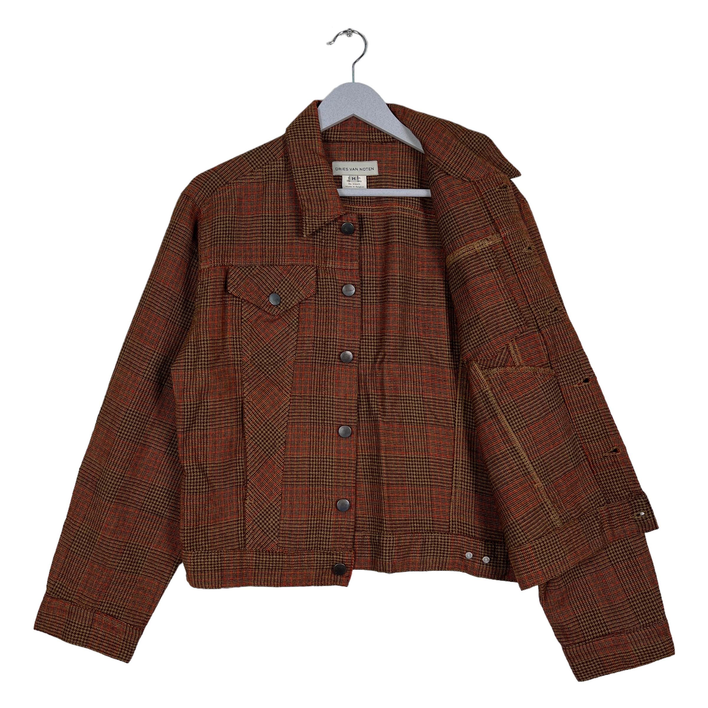 〜00's Made In Belgium DRIES VAN KNOTTEN Vintage Dries Van Noten Check Wool Trucker Jacket Made in