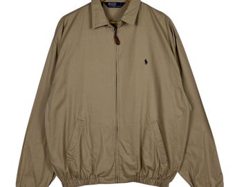 Vintage Polo Ralph Lauren Biege B-Swing Harrington Casual Jacket Made In Thailand - Size XL