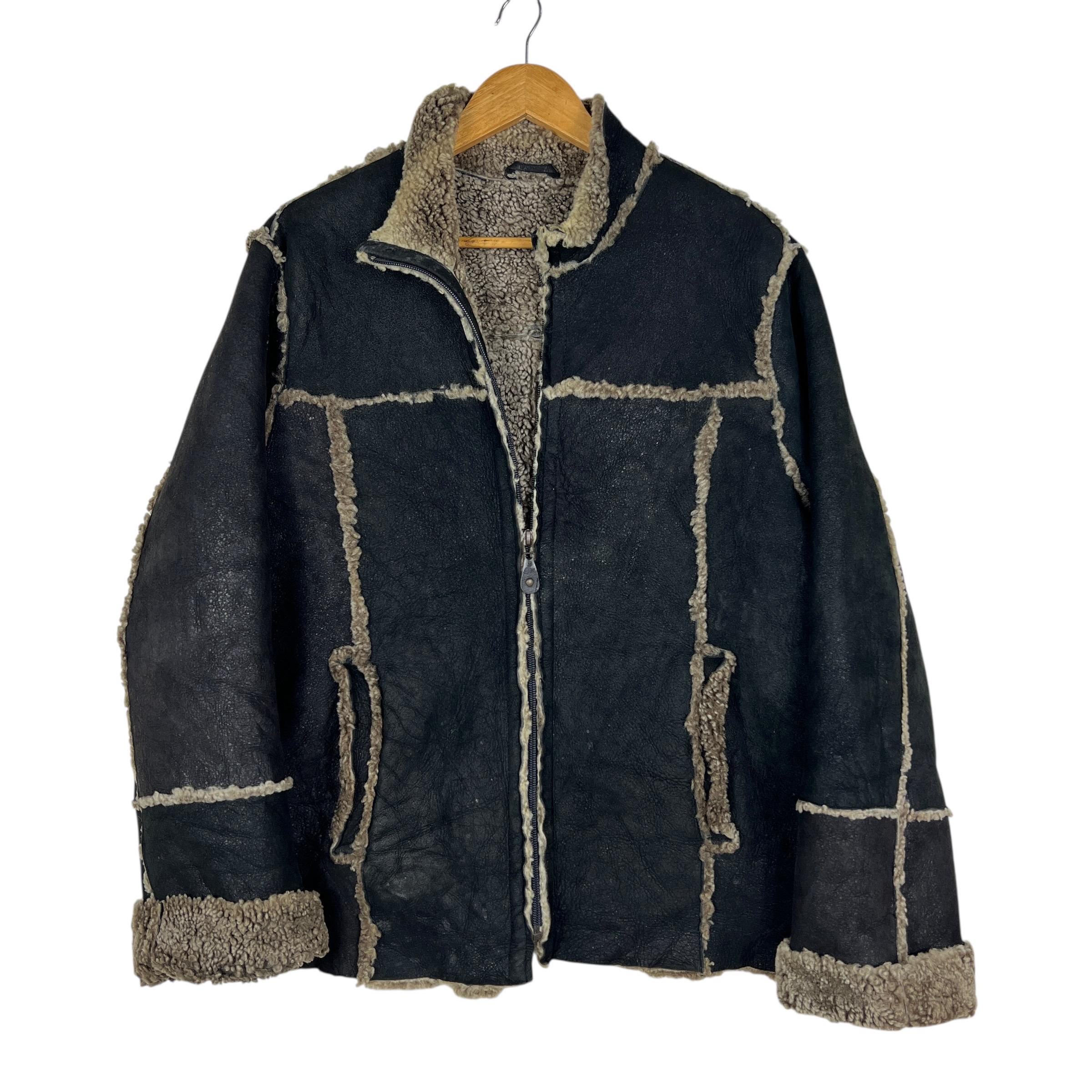 Tornado Mart Leather Shearling Jacket - Size M - Etsy Israel
