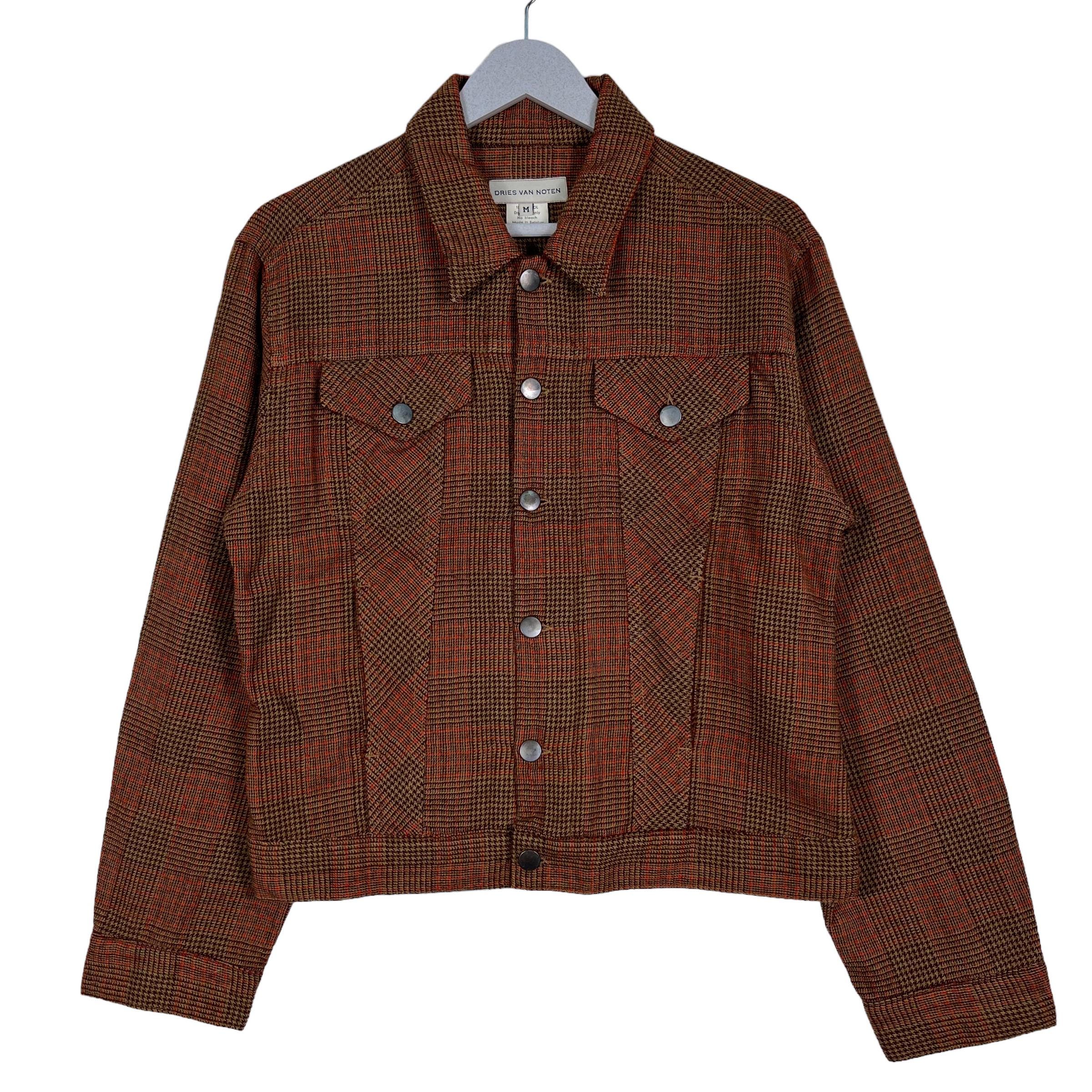 Vintage Dries Van Noten Check Wool Trucker Jacket Made in