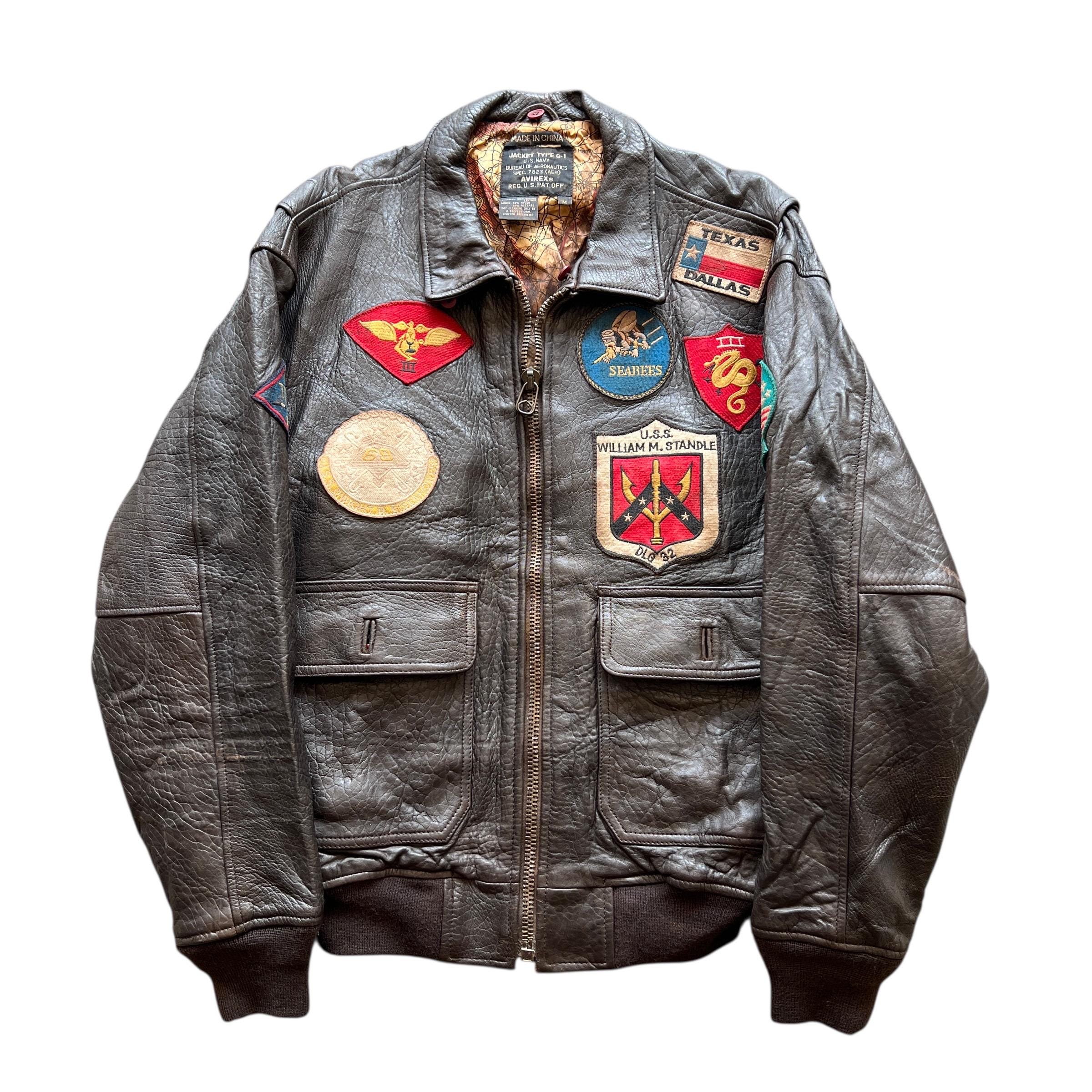 Vintage 1987 Avirex US Air Force Patches Leather Jacket - Size