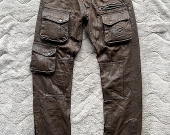 Vintage Ralph Lauren Coated Brown Cargo Pants | Size 32