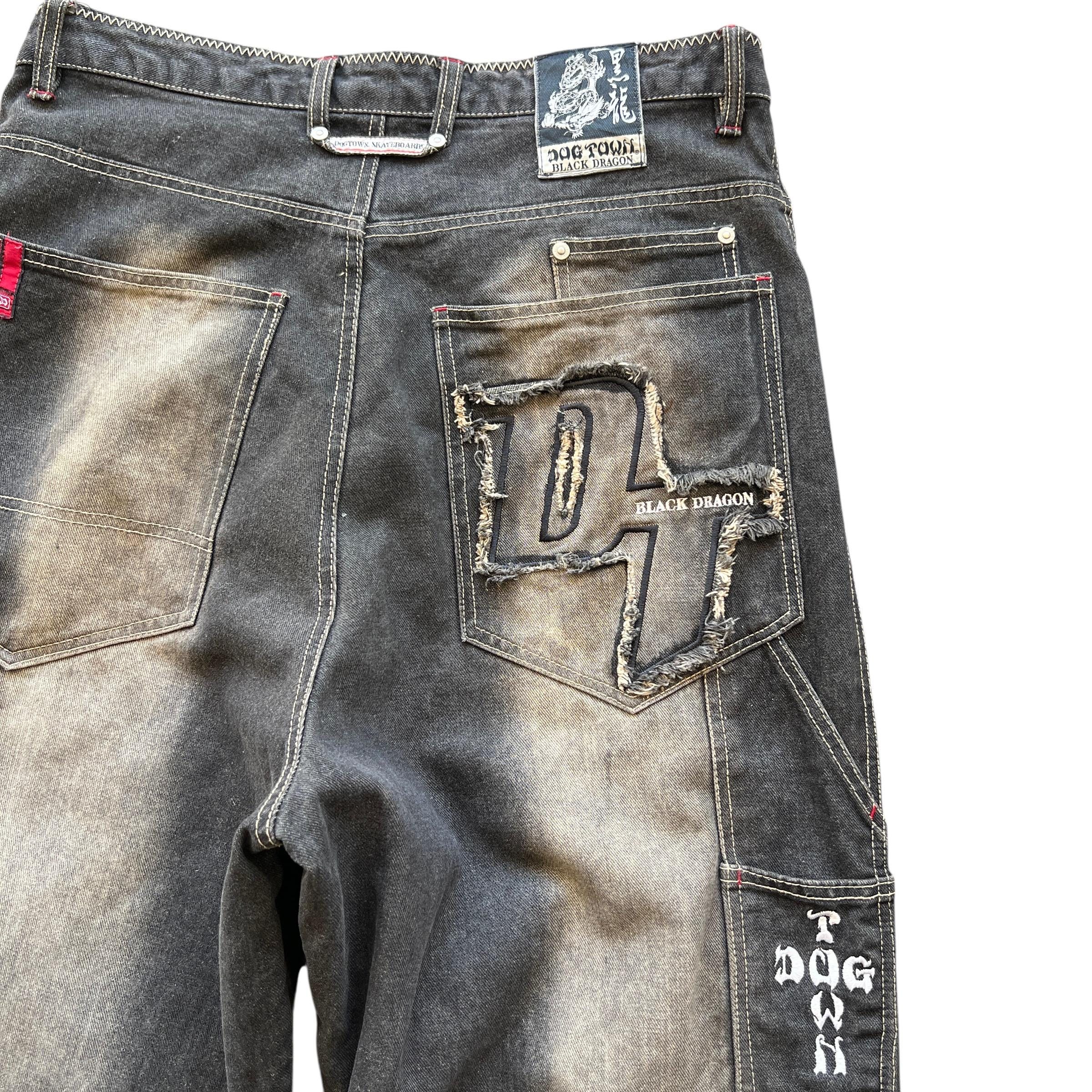 Vintage Dogtown Skateboars Black Dragon Baggy Distressed Denim