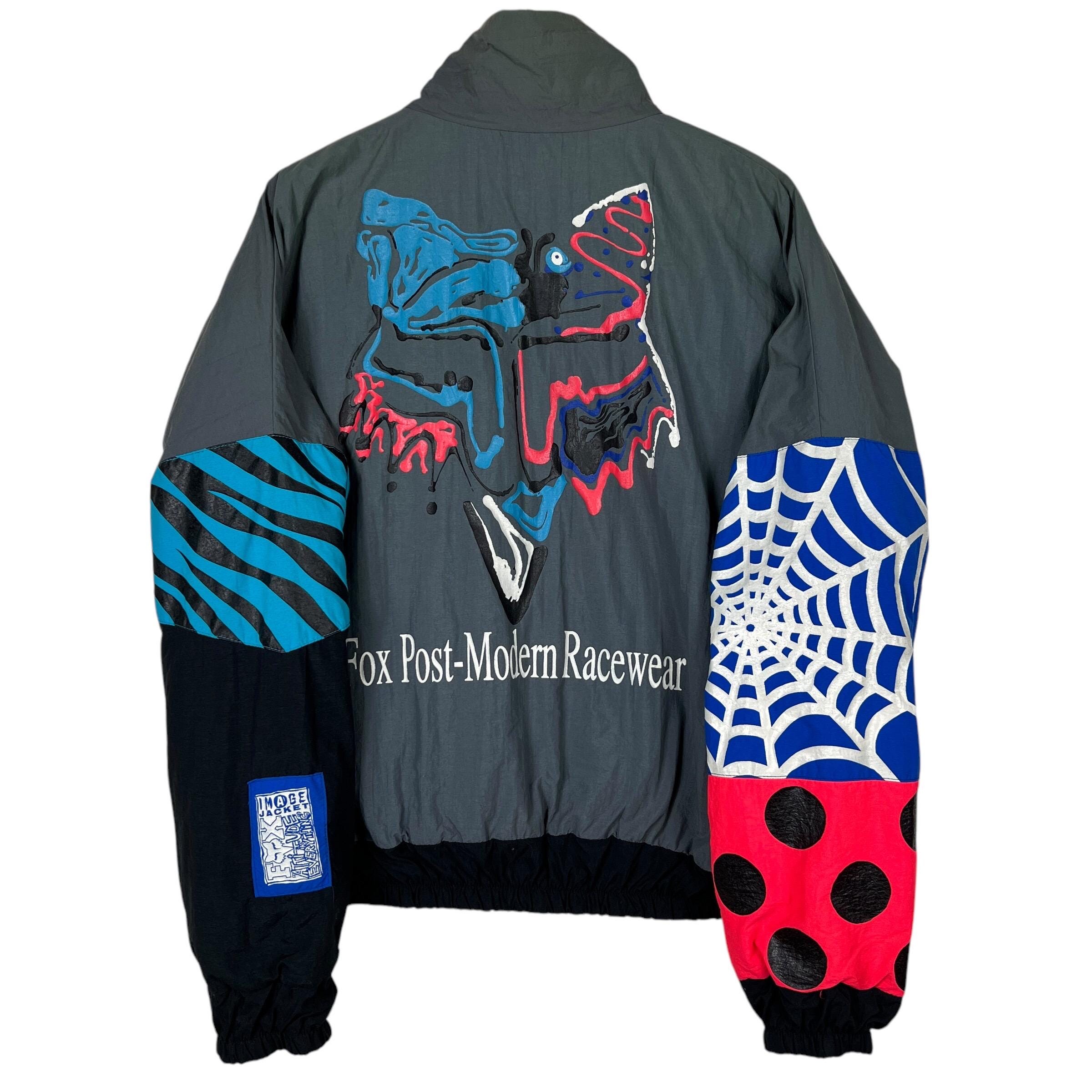 ジャケット・アウター FOXRACING Logo Embroidery Jersey Blouson Rare Vintage 90s Fox Image Post Modern Racewear Spiderweb