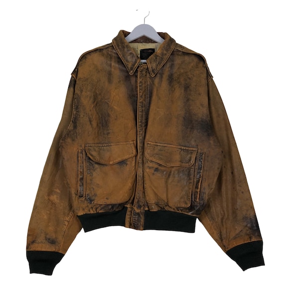 80s Vintage Avirex Flight Dyed Leather Jacket Size on Tag L - Etsy