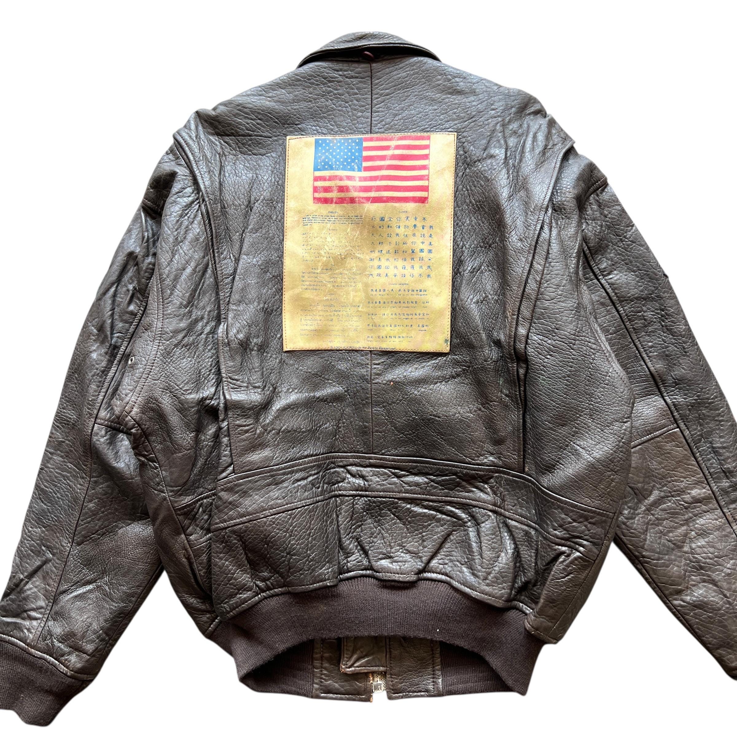 AVIREX USAF 8th AIR FORCE ジャケット Vintage 1987 Avirex US Air Force Patches Leather Jacket - Size