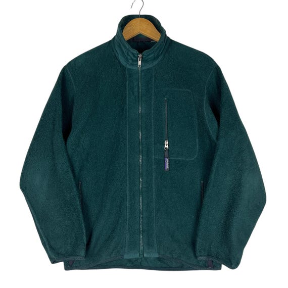 90s Vintage Patagonia Fleece Forest Green - Full Zip - Made in Usa